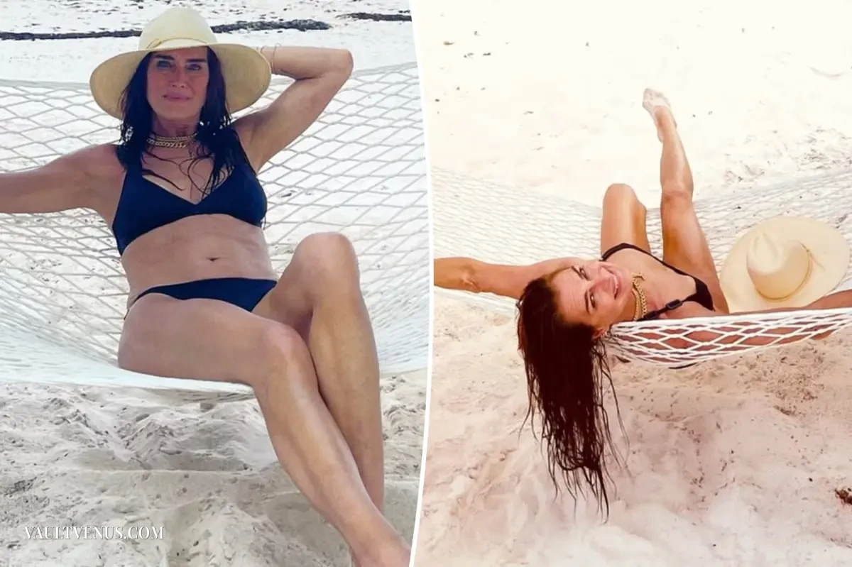 Brooke Shields Stuns in Bikini at 60 During Beach Vacation bikini model photo set on VaultVenus