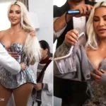 Kim kardashians met gala corset was painted in a mechanic shop related photo gallery on vaultvenus